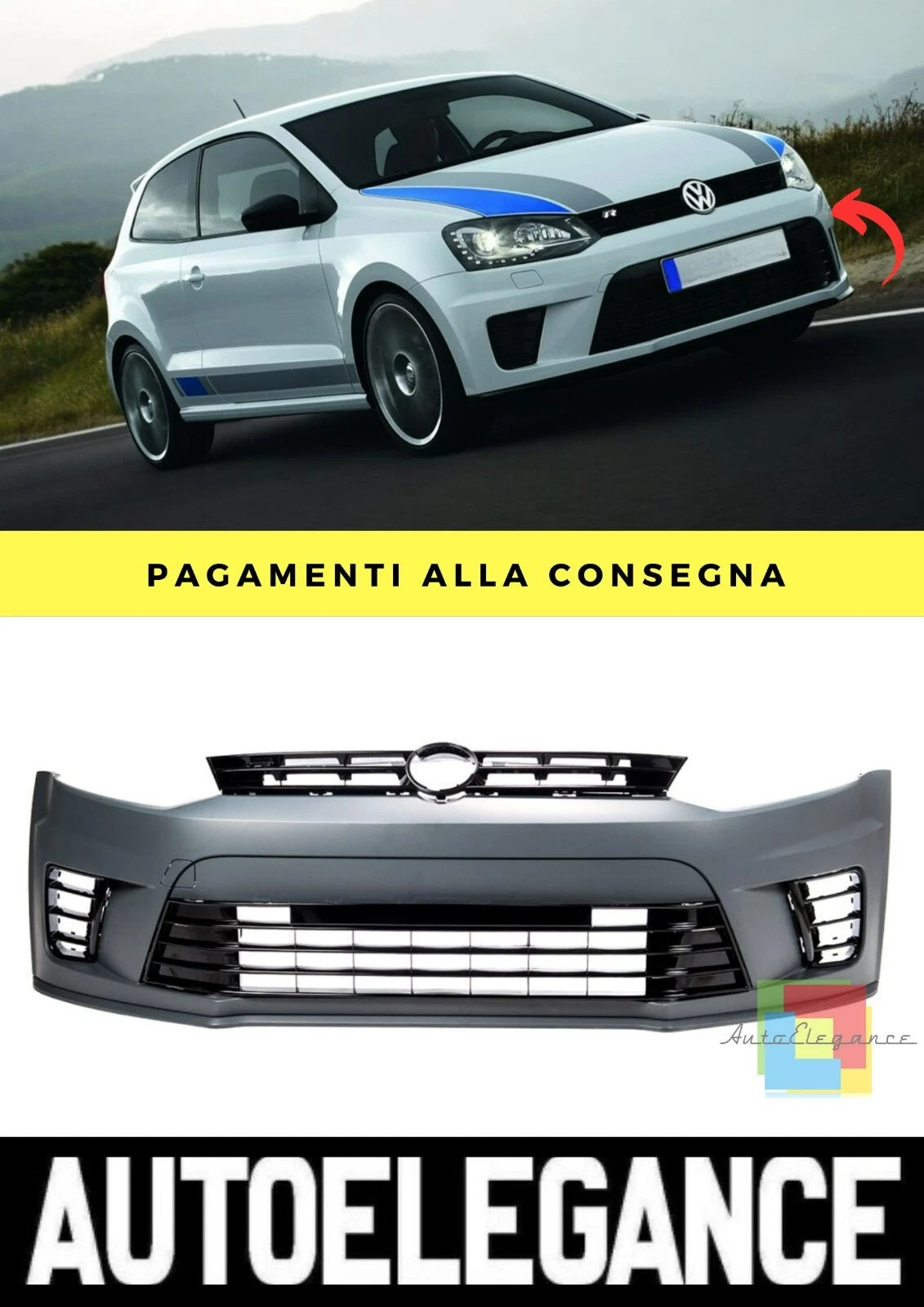 Paraurti Anteriore adatto per VW Polo V 6R, 6C 2009-2017