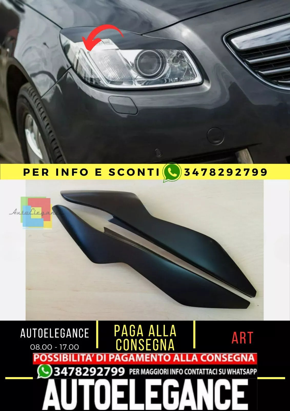 Eyebrows for OPEL INSIGNIA XENON 2008-2013 ABS Battery Projector Eyelids-