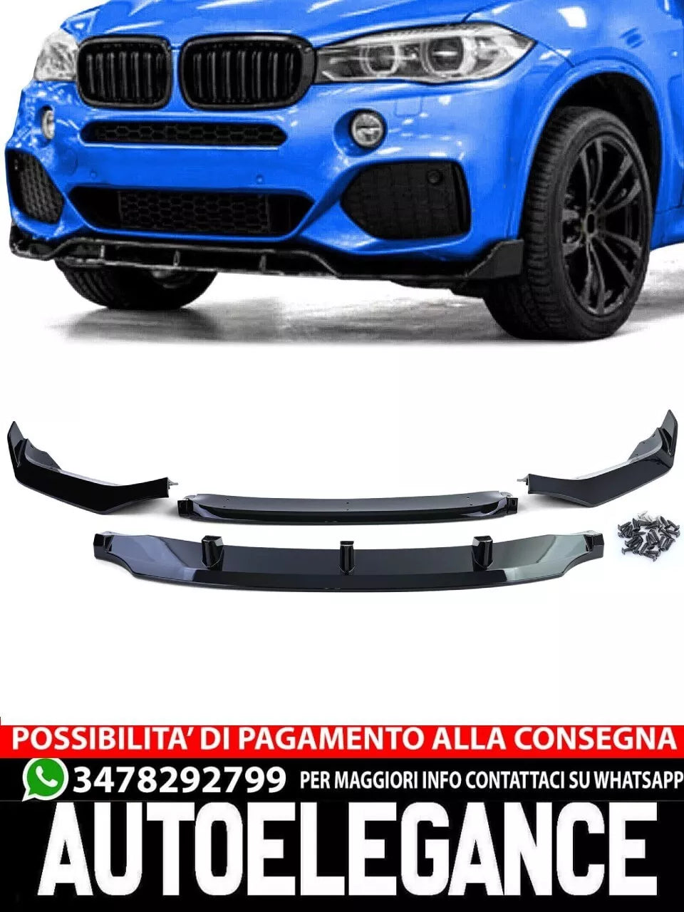 Labbro spoiler anteriore effetto performance nero lucido adatto per BMW X5 F15 13-18-