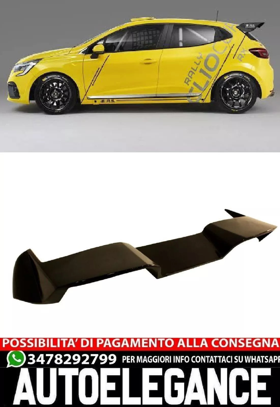 1390 Spoiler adatto per renault clio 5 nero lucido rs per versione standard.