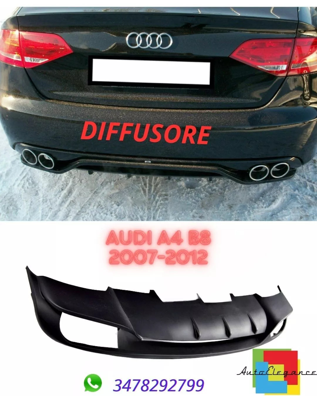 DIFFUSER SUITABLE FOR AUDI A4 B8 2007-2012 SALOON/AVANT✨-