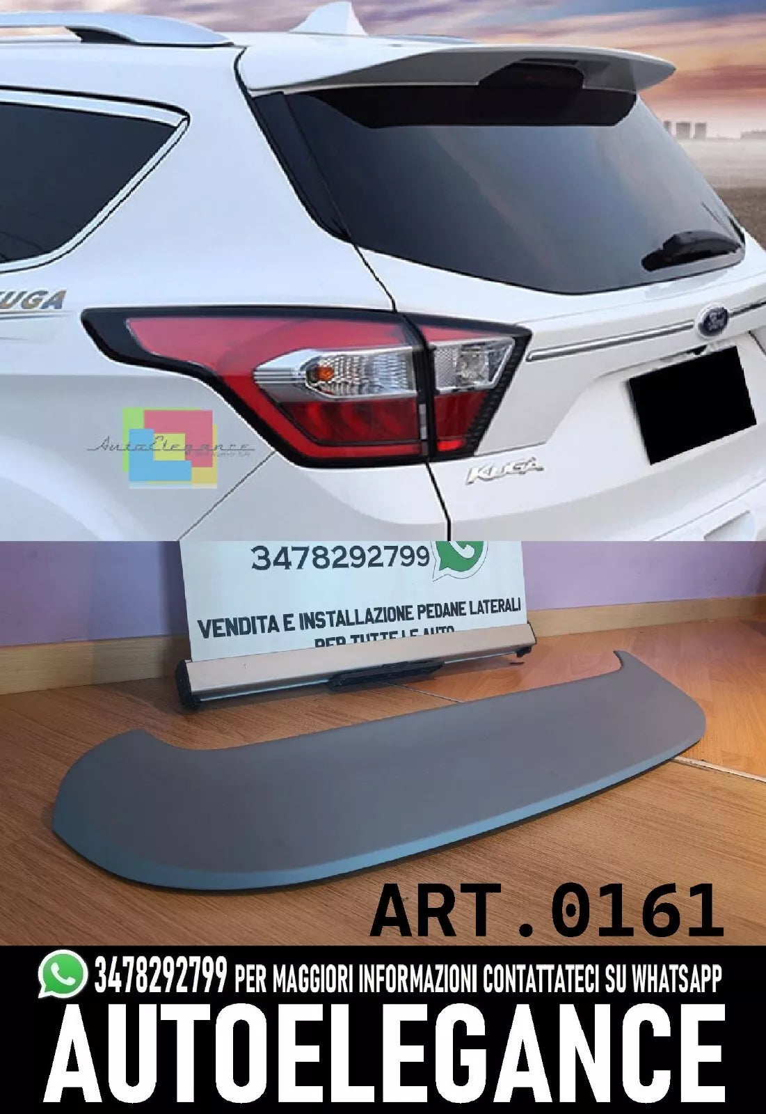 0161 SPOILER TETTO ADATTO PER FORD KUGA II MK2 2012-2019 GREZZO