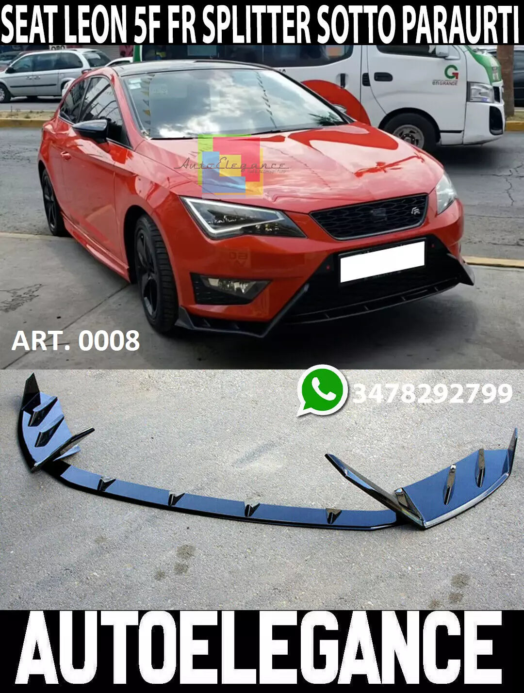 SPOILER SEAT LEON 5F FR SPOILER SOTTO PARAURTI ANTERIORE ABS NERO SPLITTER