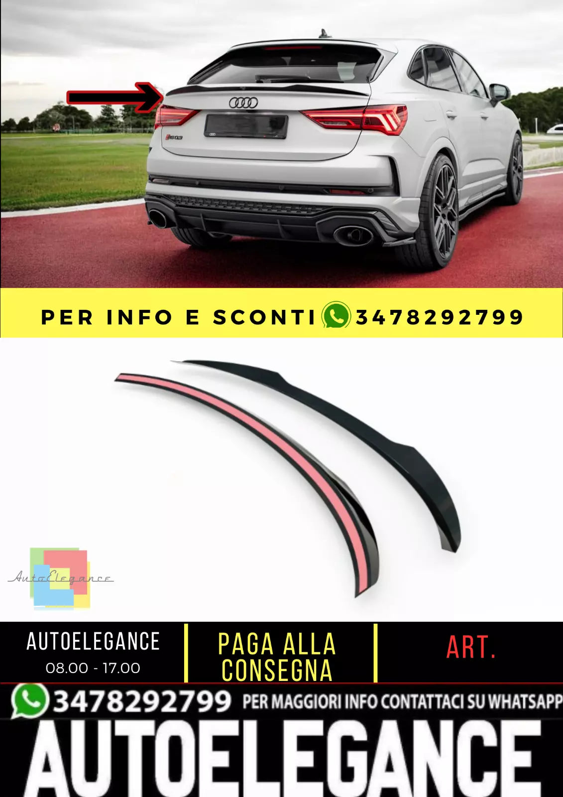 Bouchon Spoiler Adapté pour Audi RSQ3/Q3 S-LINE Sportback F3