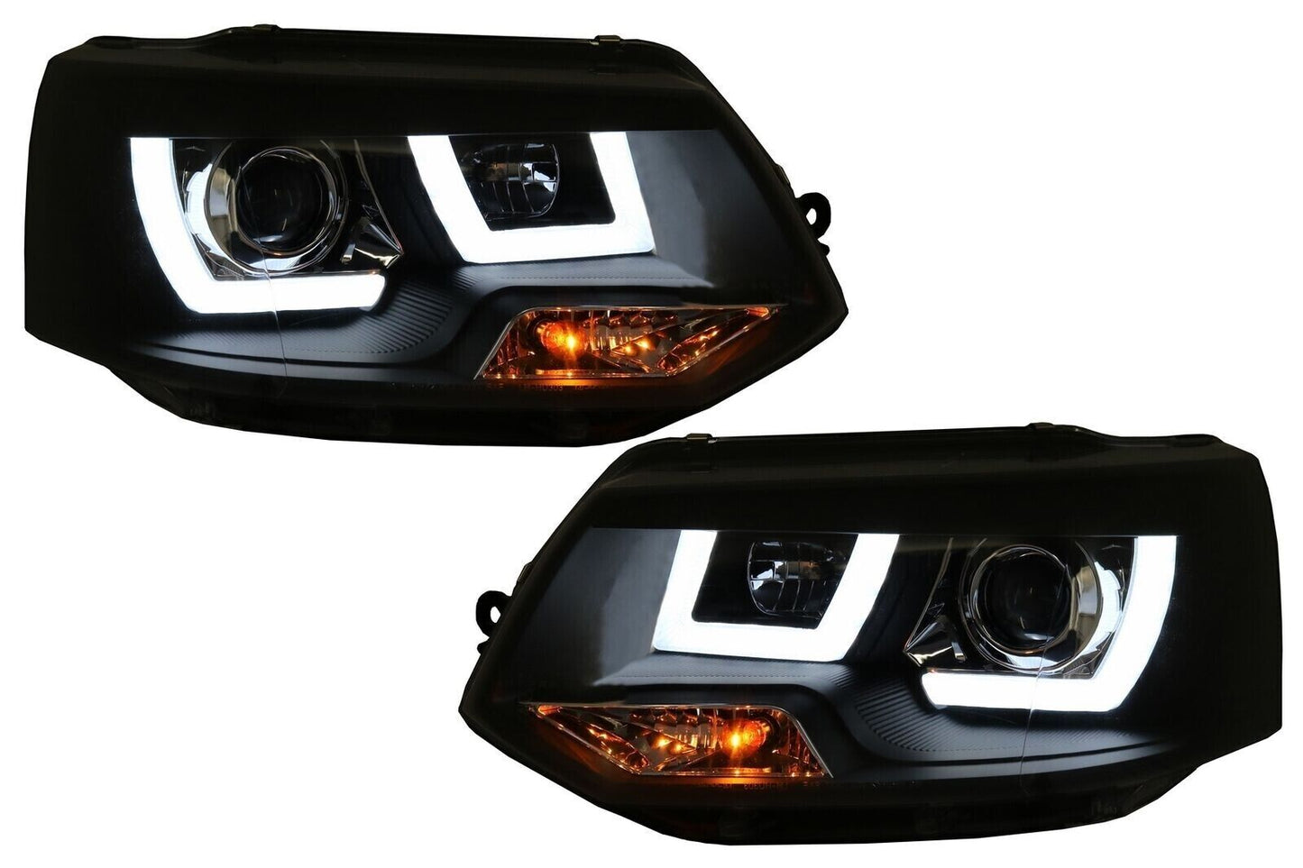 LED DRL Headlights for VW Transporter T5 Multivan Facelift 10-15 U Tube Xenon