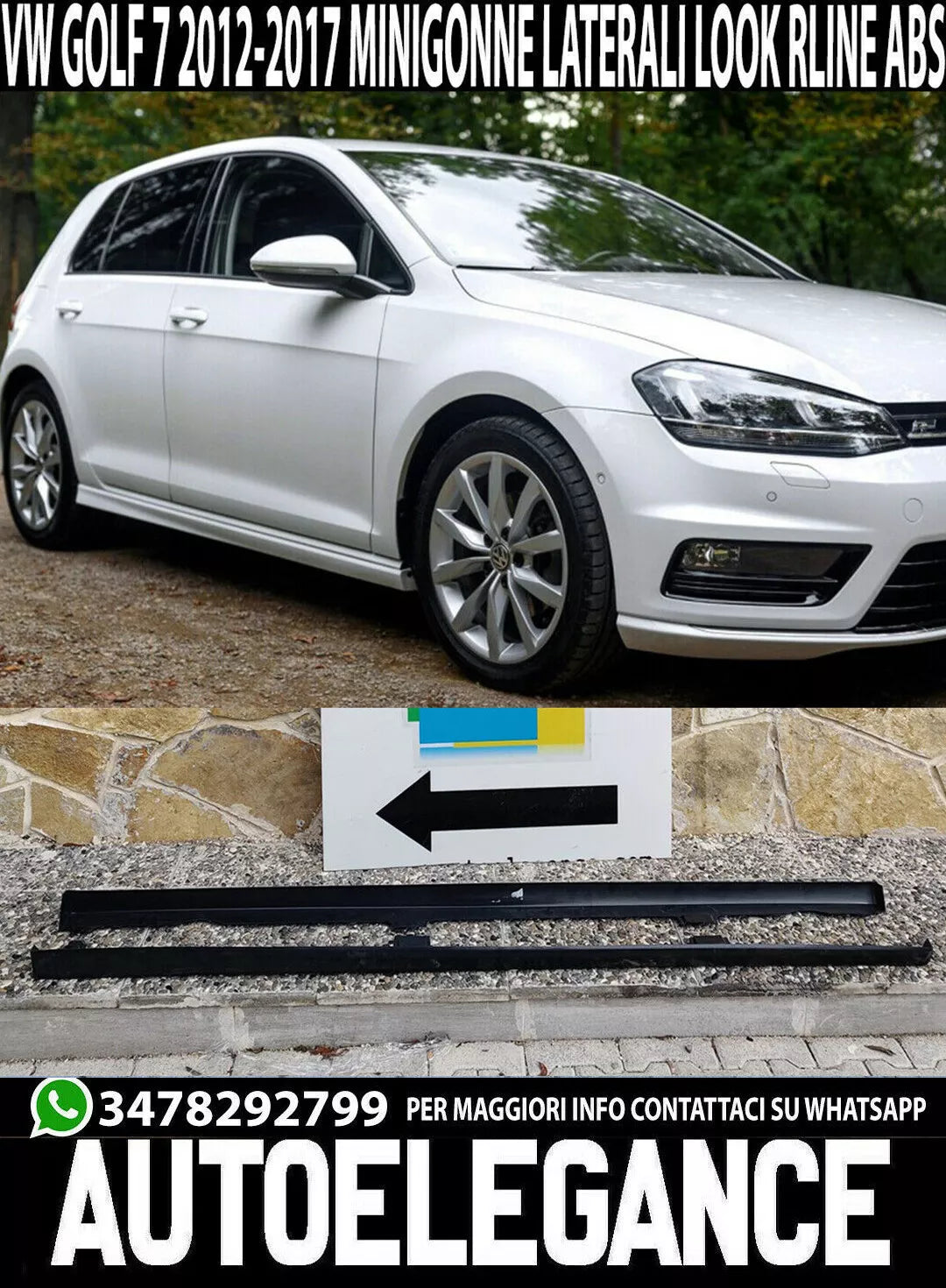 MINIGONNE LATERALI VW GOLF 7 & 7.5 2012-2019 VII ABS RLINE LOOK ABS 0108
