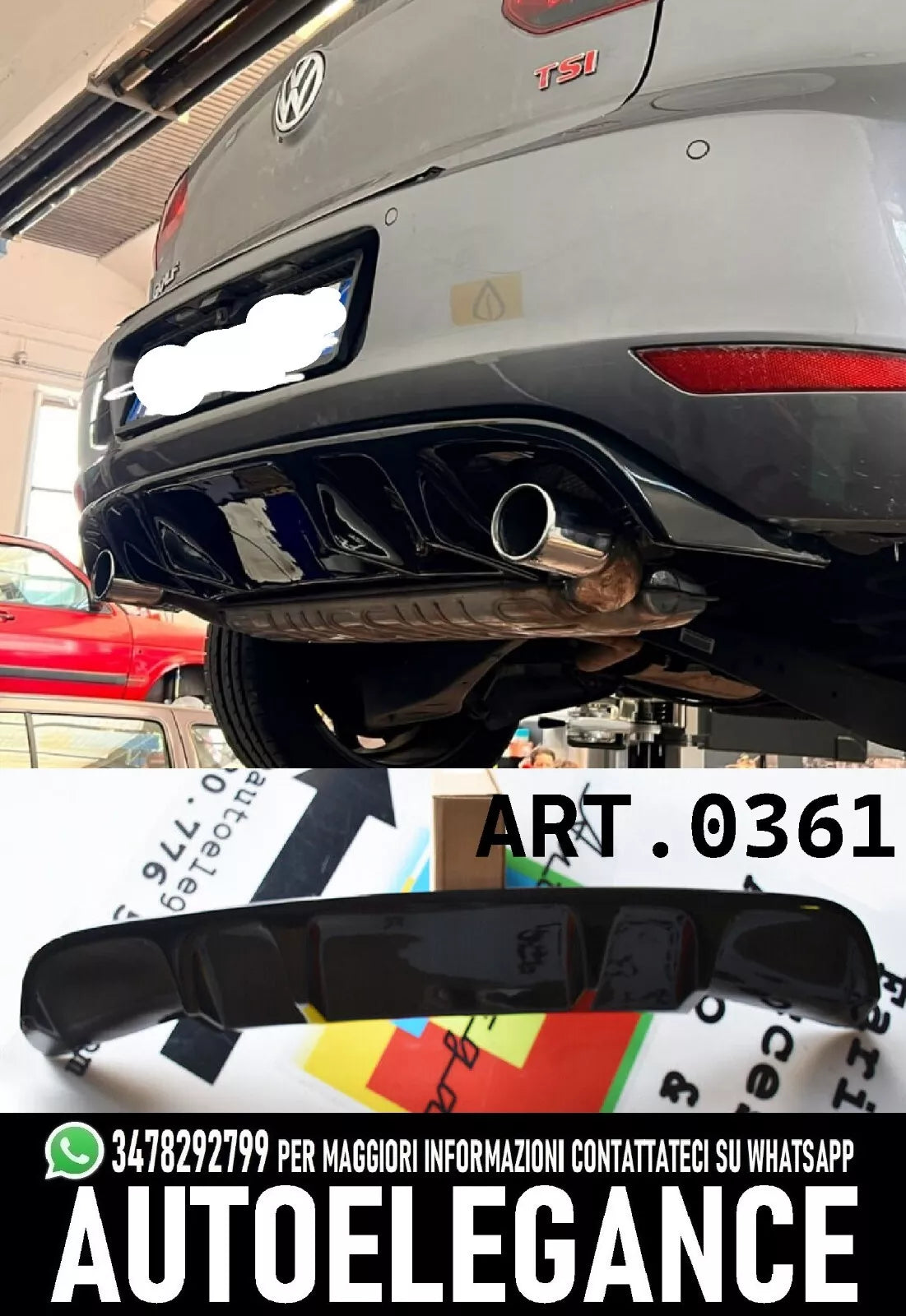 0361 DIFFUSORE ADATTO PER VW GOLF 6 MK6 2008-2012 LOOK SPORTIVO