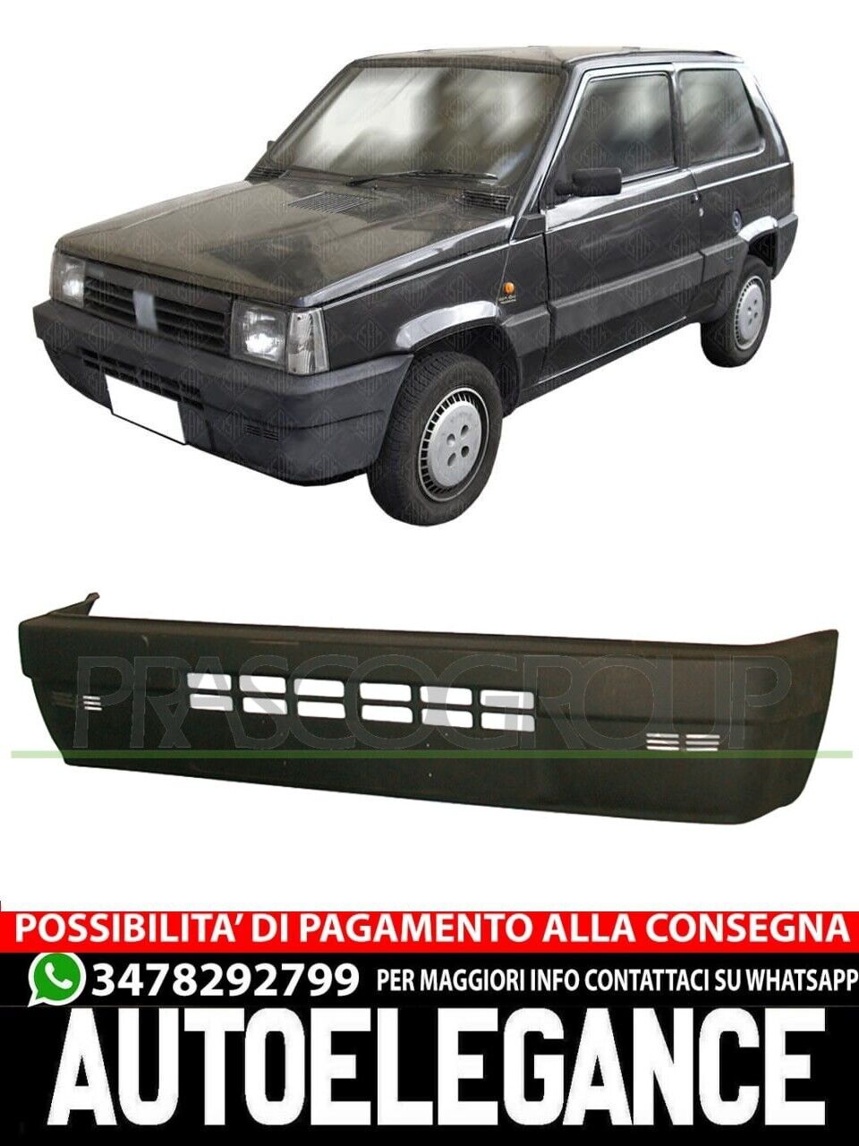 Prasco FT1211001 Paraurti Anteriore per Fiat Panda - Nero 7563521