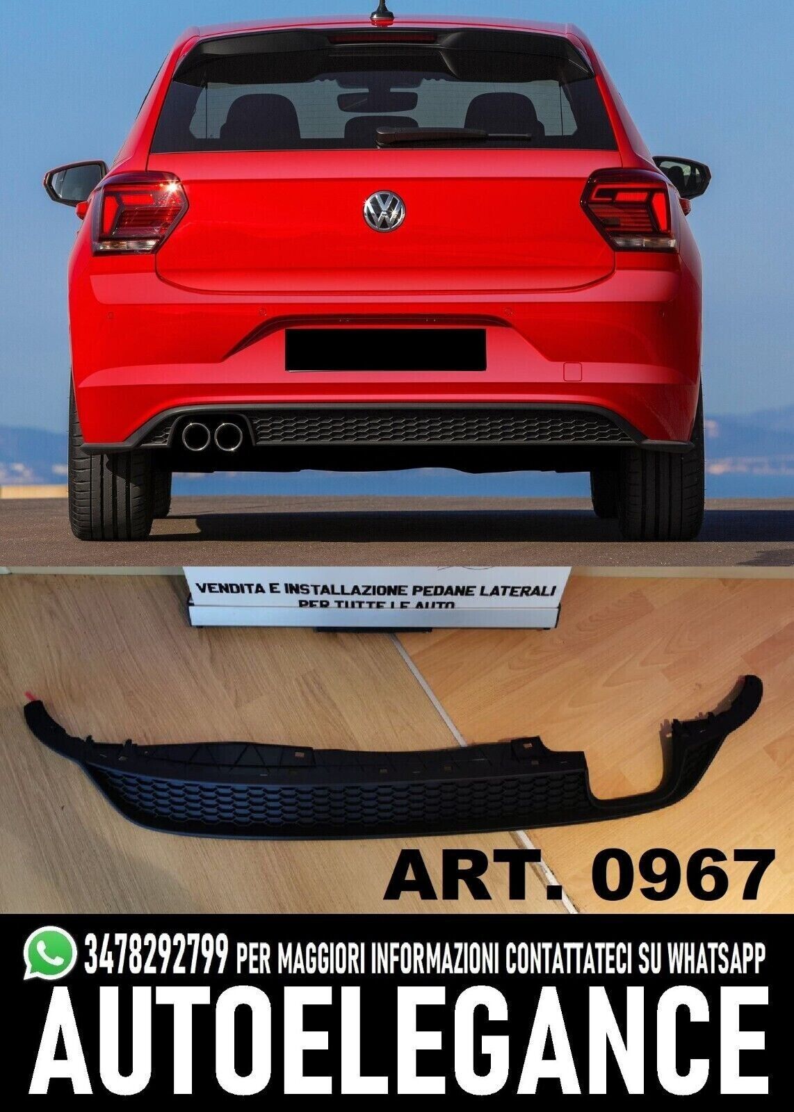 0967 DIFFUSORE POSTERIORE ADATTO PER VW POLO AW1 2018+ LOOK GTI ABS NERO OPACO