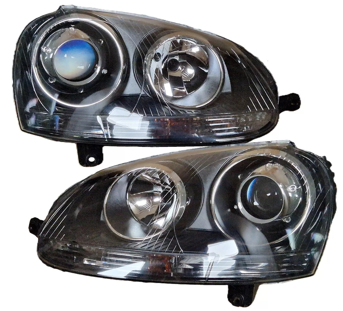 Fari vetro trasparente per VW Golf 5 V 03-09 nero look allo xeno sinistro destro H7