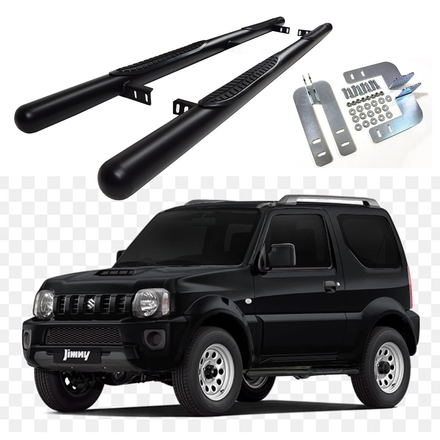 🔥ART.8582 BARRE LATERALI PEDANE INOX SUZUKI JIMNY 1998-2018 3-PORTE BERLINA🔥