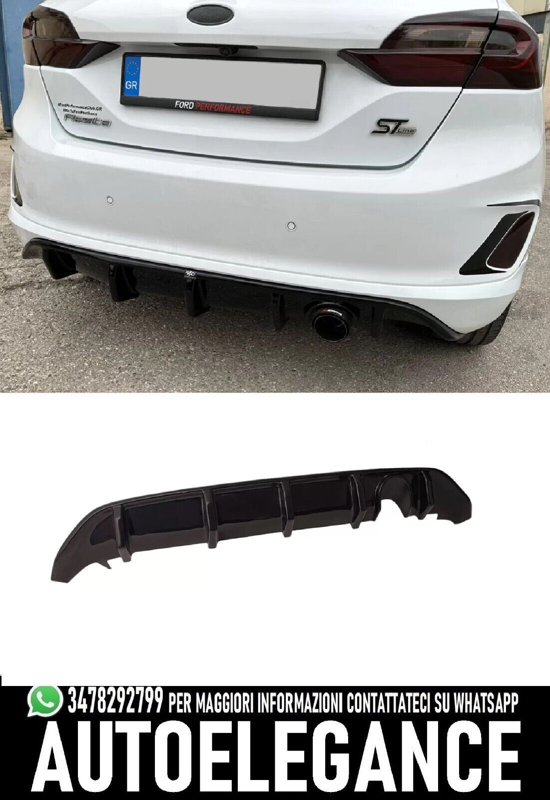 Diffusore posteriore adatto per Ford Fiesta Mk8 ST-Line (2017-)