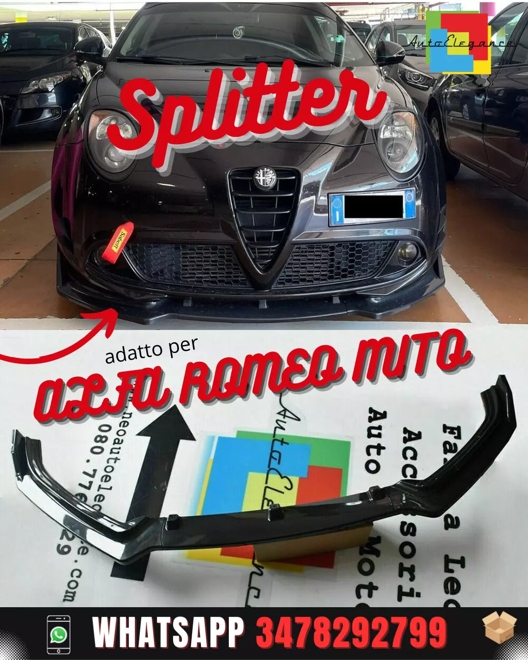 SPOILER LAME SOUS PARE-CHOCS AVANT POUR ALFA ROMEO MITO LAME ABS NOIR SPLITTER