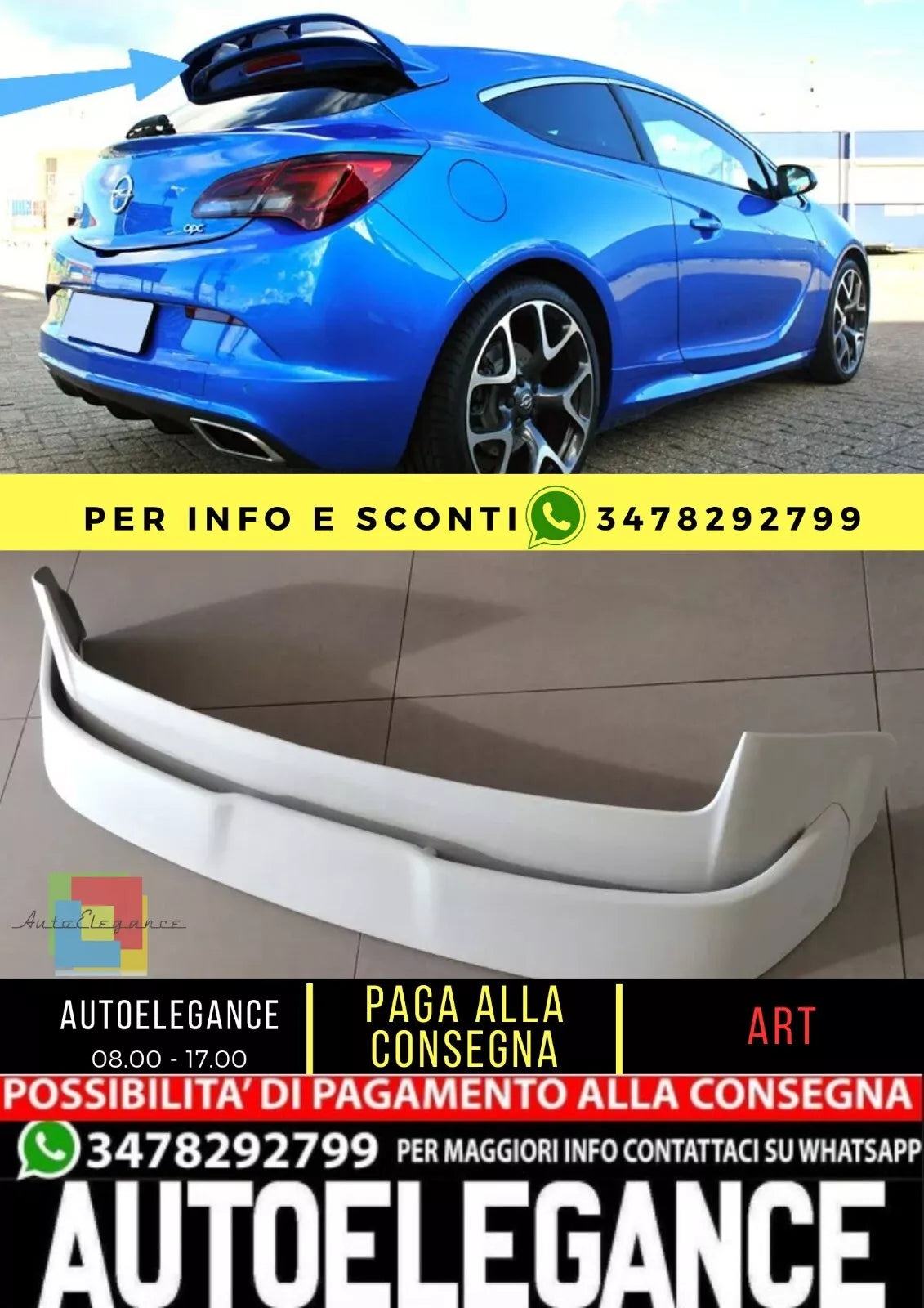 ⚡KIT SPOILER ADATTO PER OPEL ASTRA J GTC ⚡
