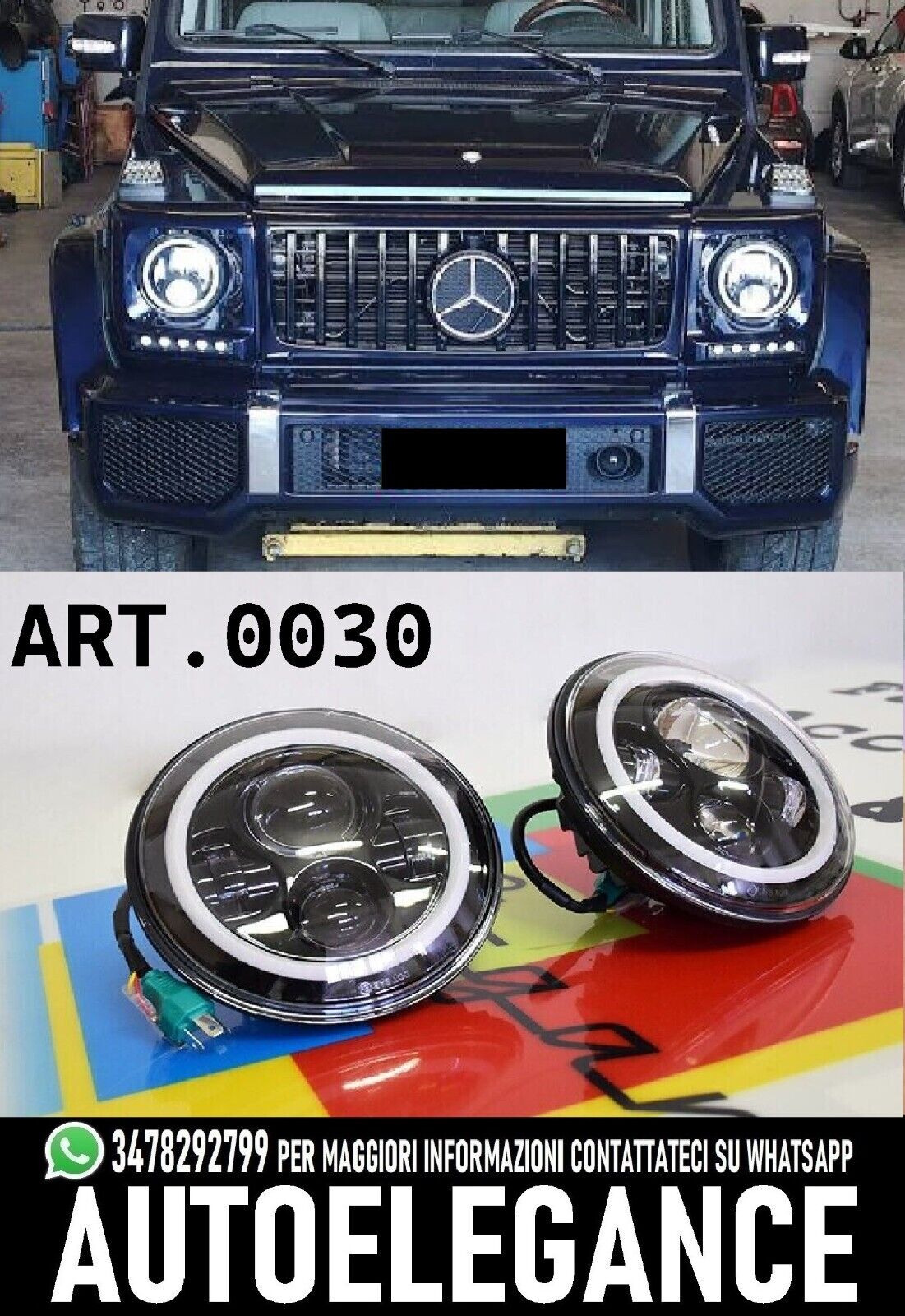 0030 FARI TONDI ANTERIORI DRL 7" ANGEL EYES ADATTI PER MERCEDES CLASSE G W463