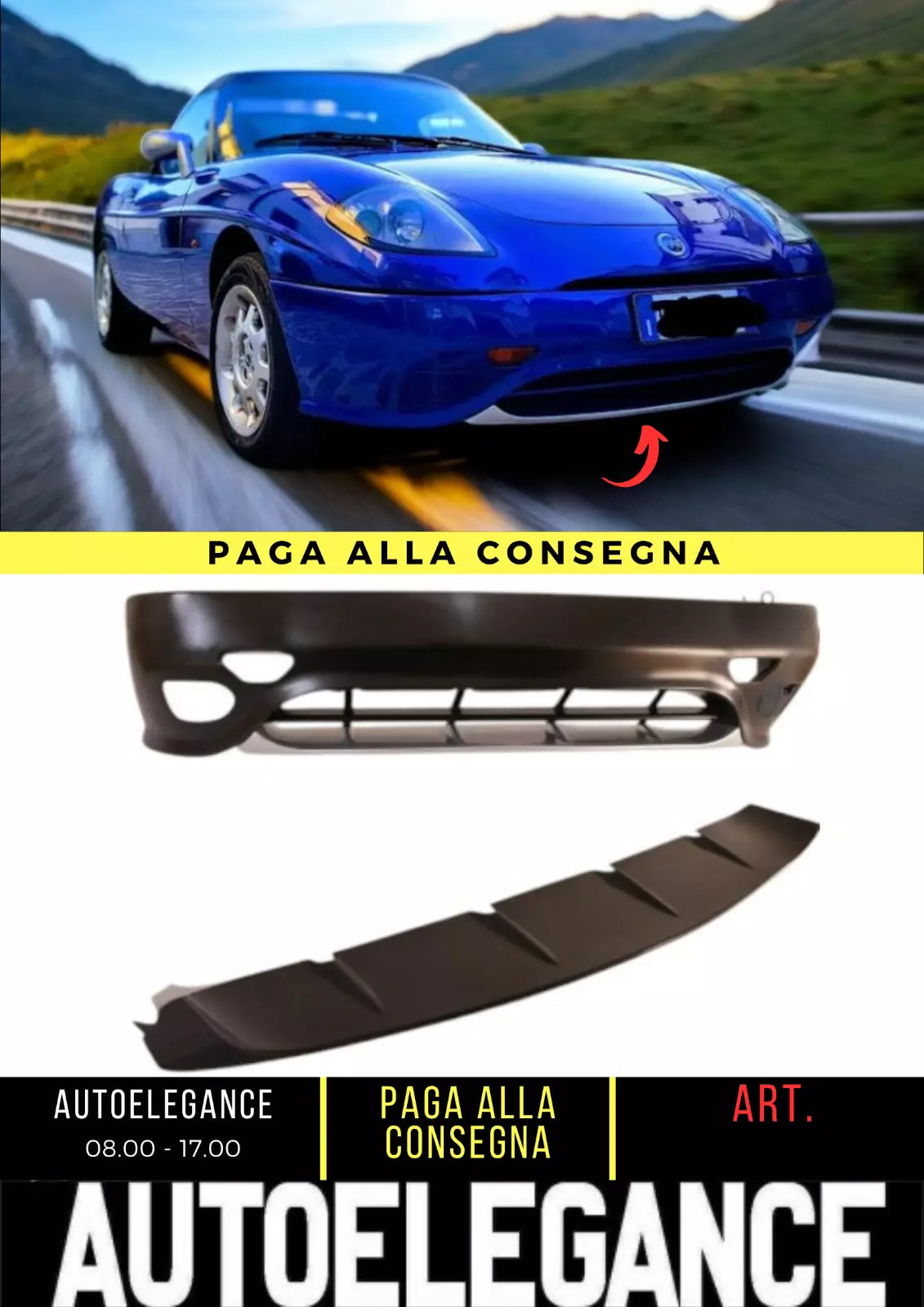 ✌️😎SPLITTER ANTERIORE ADATTO PER FIAT BARCHETTA 1995-2004 😎✌️