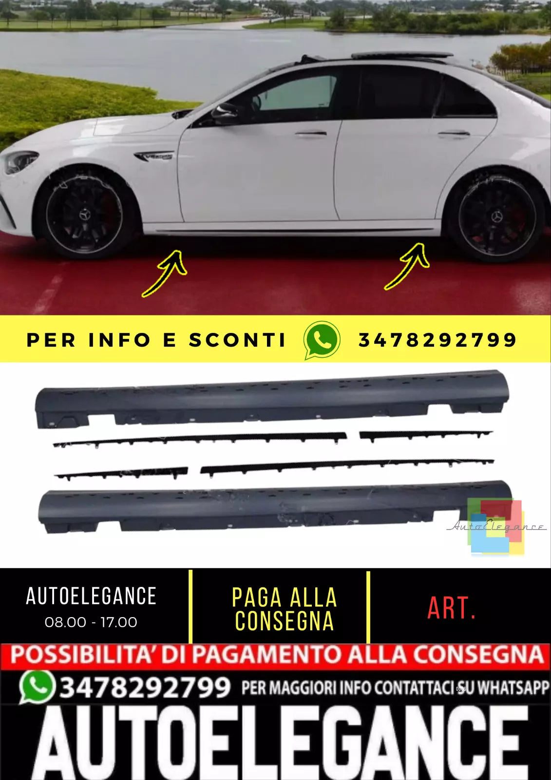 ✨ Luci laterali sottoporta E63 AMG look per Mercedes Classe E (W213) berlina station wagon ✨