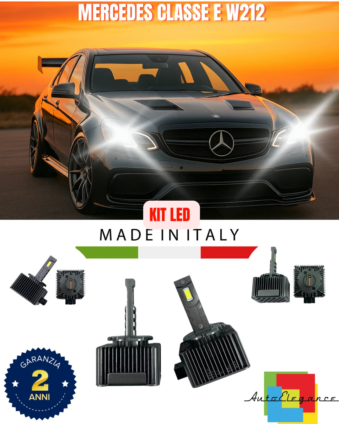 Set luci LED anabbaglianti D1S 6000K adatto per Mercedes Classe E W212