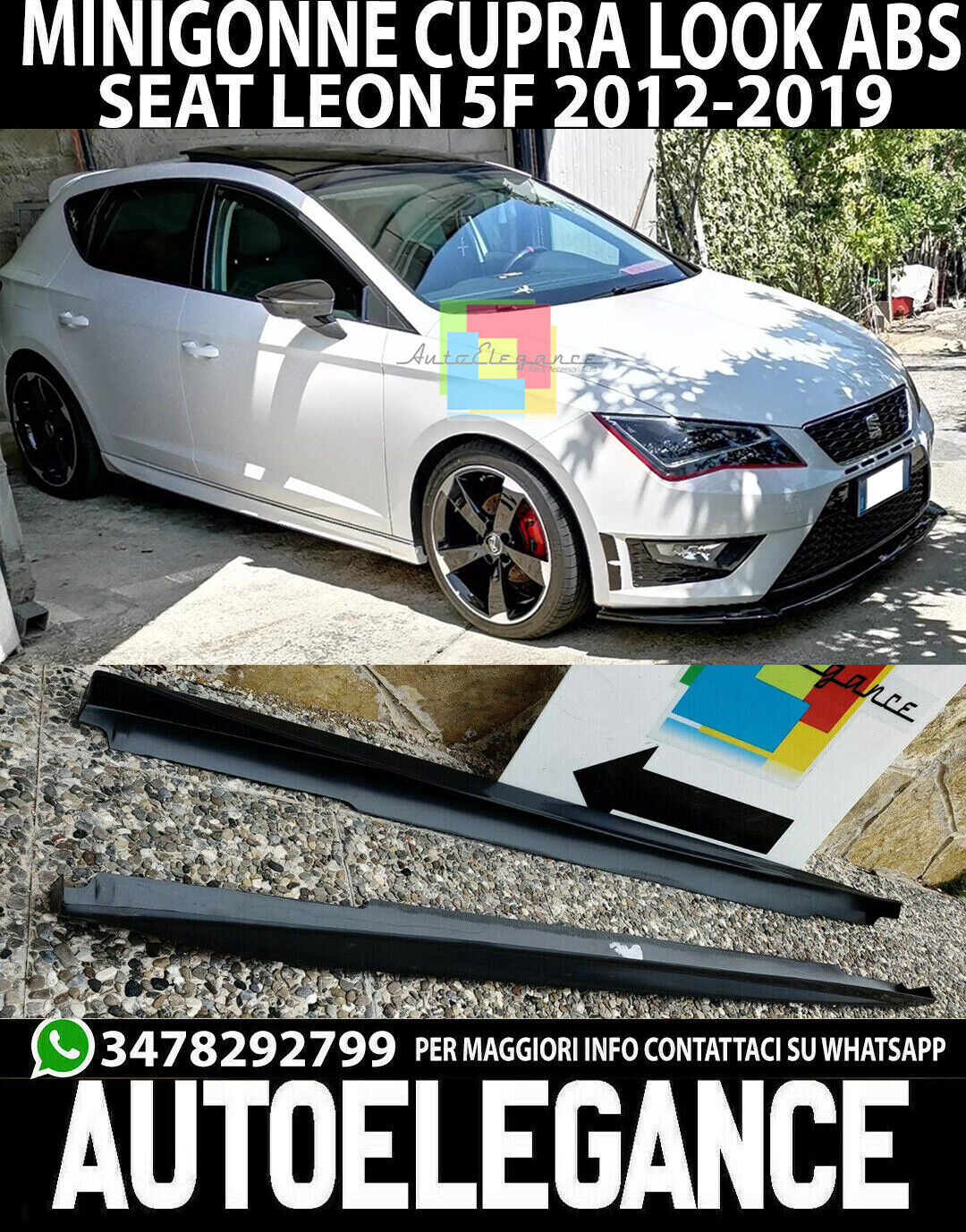0074 MINIGONNE LATERALI SEAT LEON 5F 2012-2018 5 PORTE SPOILER LOOK SPORTIVO FR