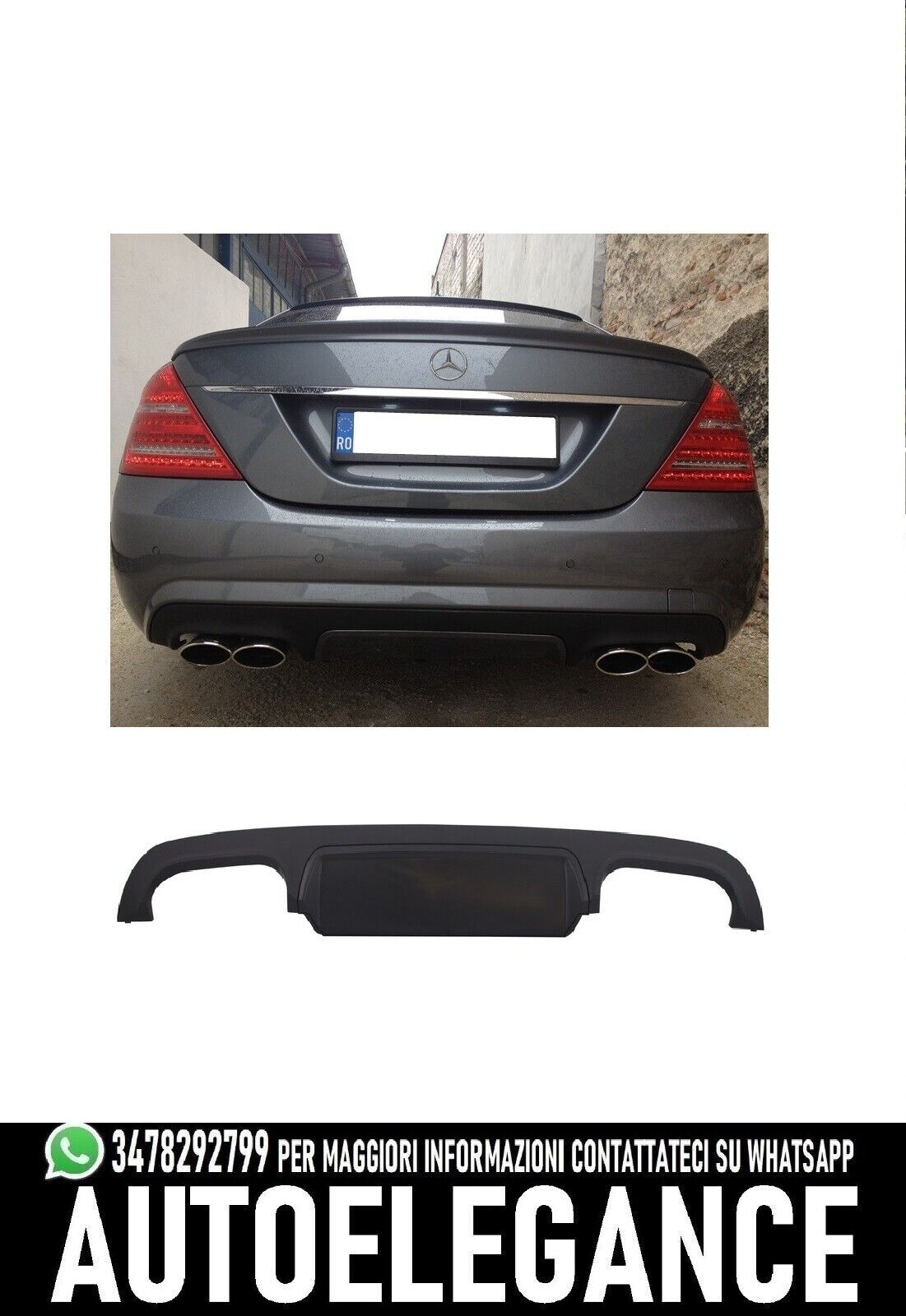 Diffusore posteriore adatto per Mercedes W221 Classe S (2010-2013) s63 s65