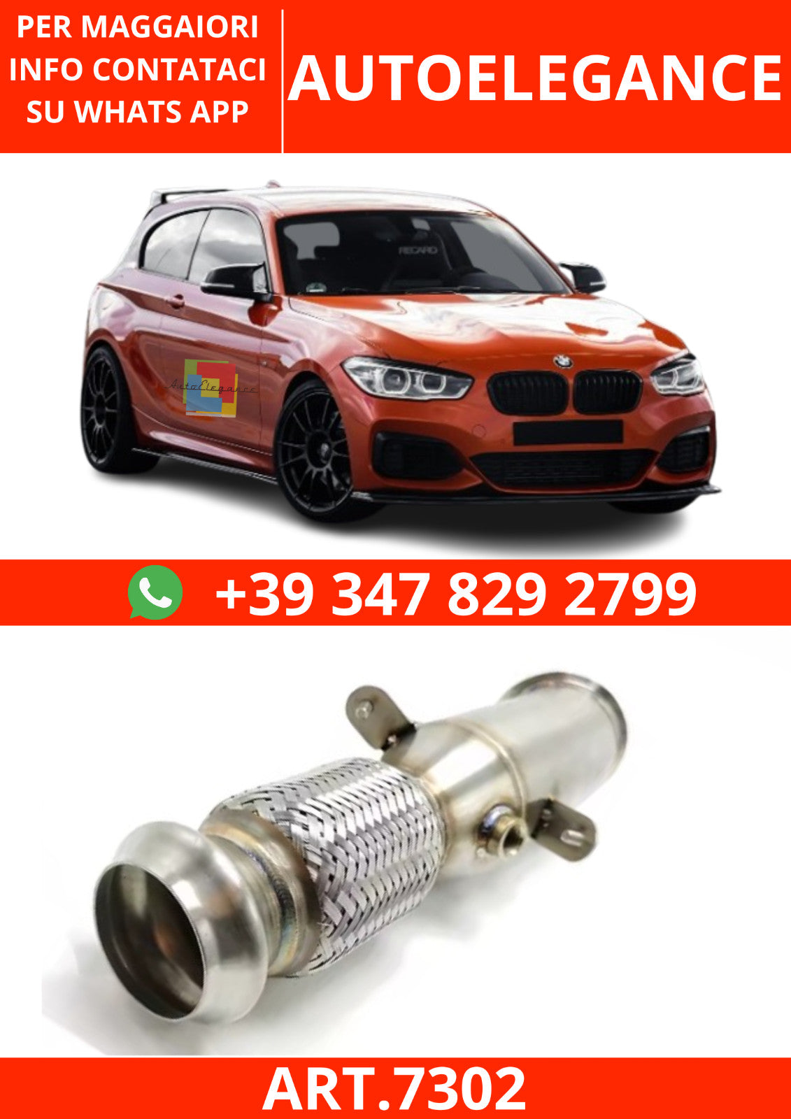 💫ART.7302 Downpipe Senza Catalizzatore per BMW Serie 1 F20 F21💫 solo motore N26