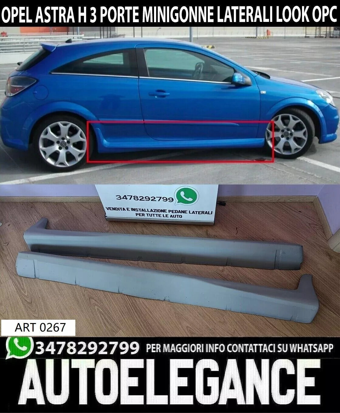 JUPES LATÉRALES OPEL ASTRA H GTC 3 PORTES SOUS SPOILER LOOK OPC..-