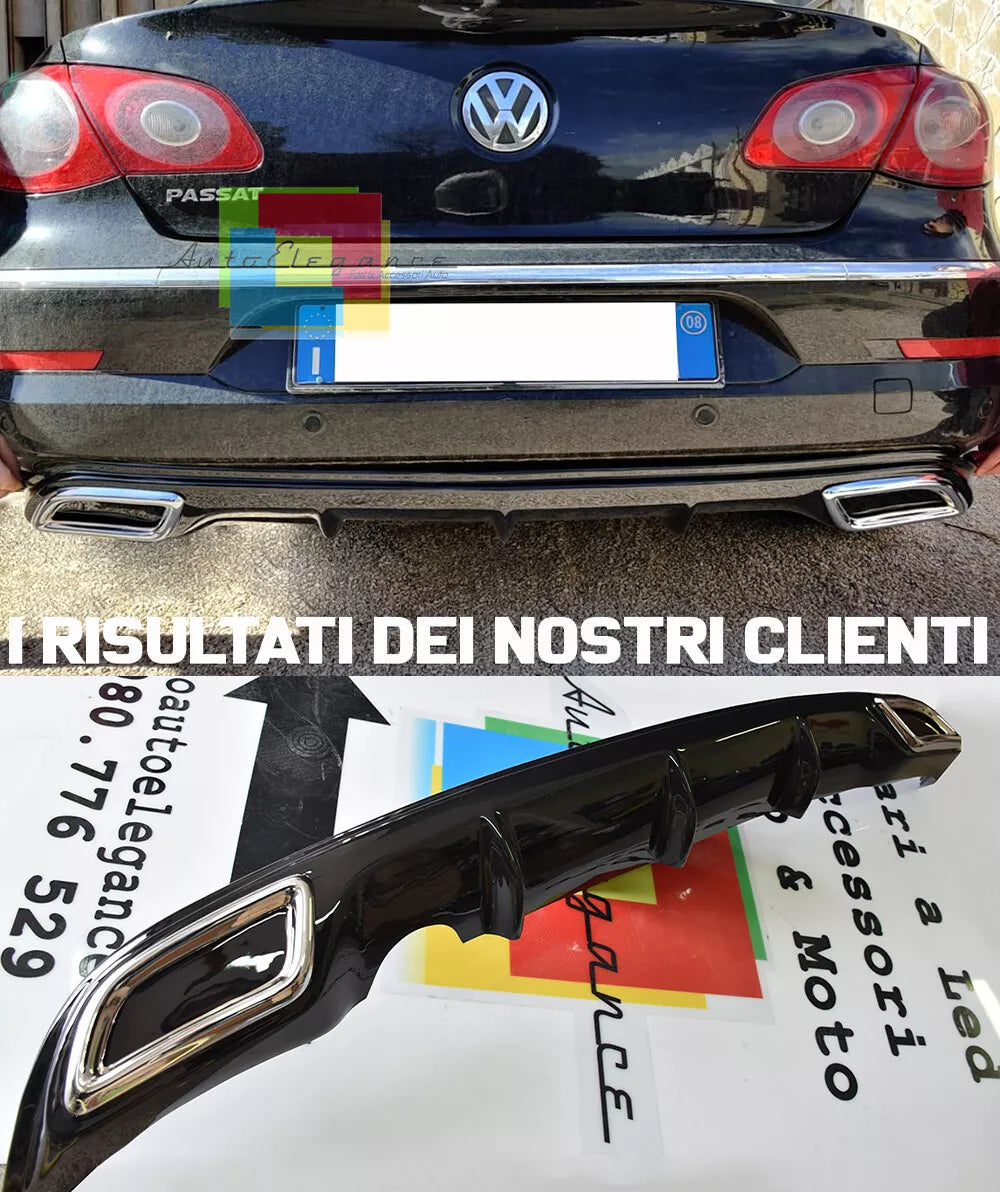 VW Passat Cc 08-12 Diffuseur Sous Pare-Chocs Avec Terminaux Chrome ABS Ovale