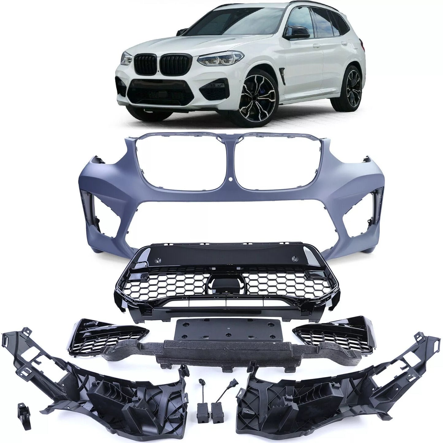 Paraurti anteriore sportivo con griglia e accessori adatti per BMW X3 G01 17-21