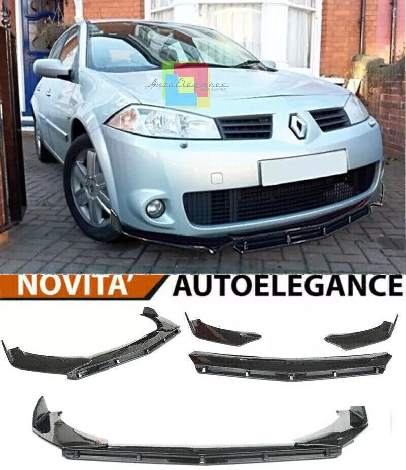 RENAULT MEGANE 2 3 PARAURTI ANTERIORE SPLITTER ABS RS LOOK NERO SPLITTER