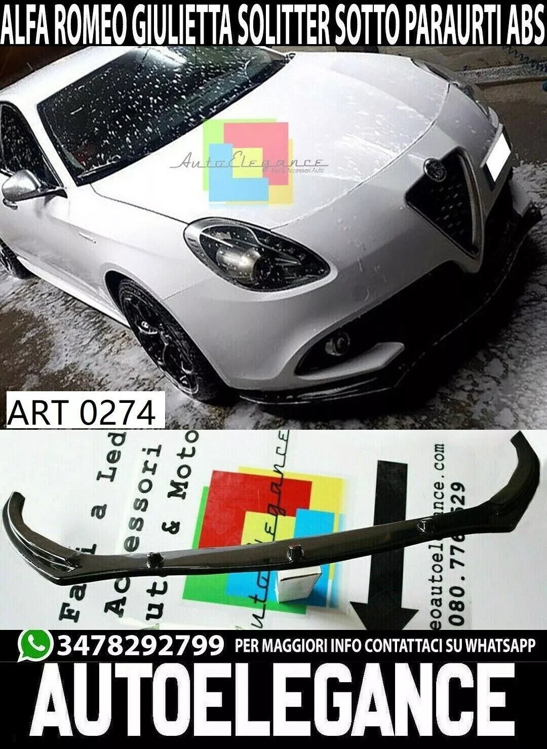 ALFA ROMEO GIULIETTA SPLITTER SPOILER BAJO PARACHOQUES DELANTERO ABS BLACK