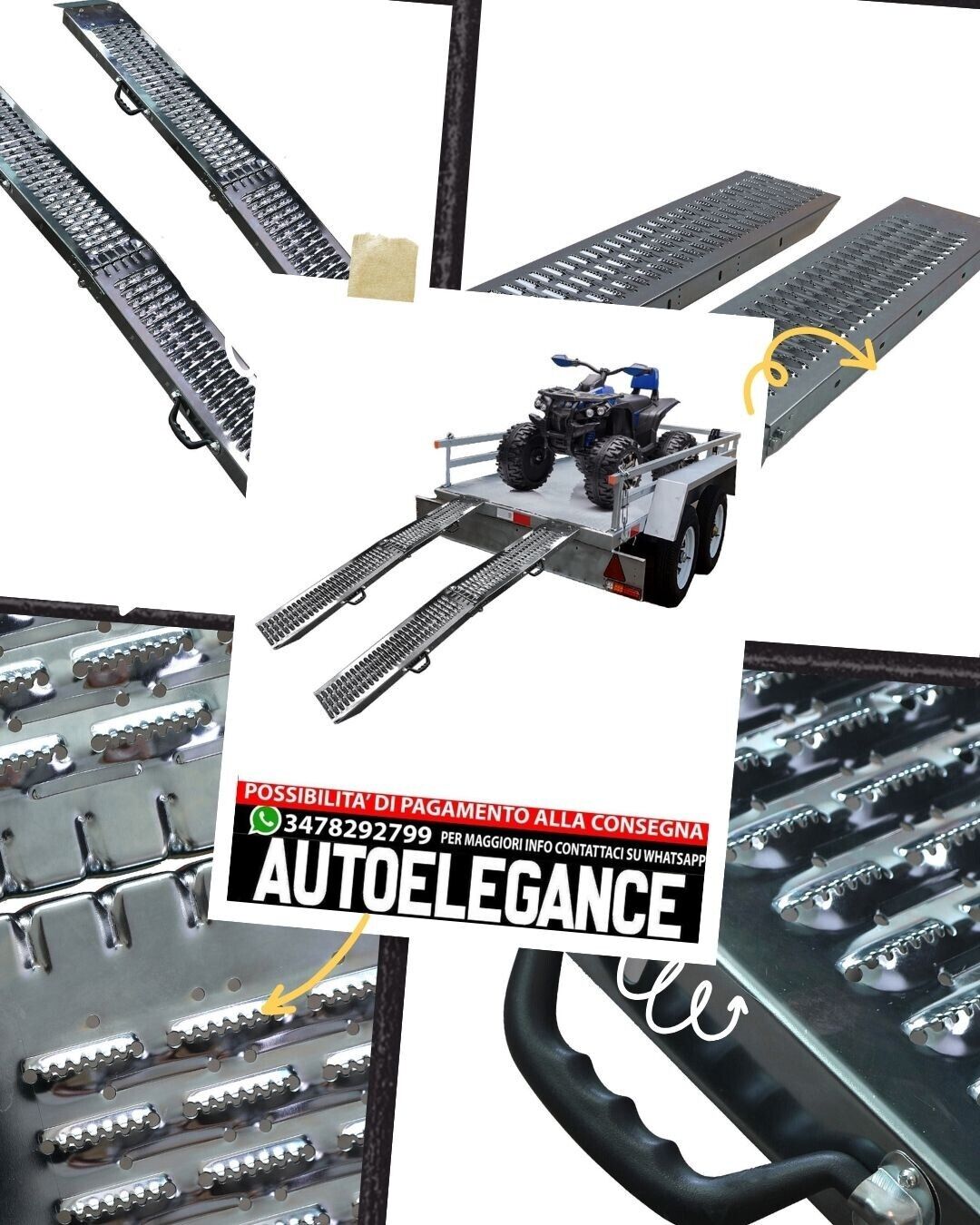 Pack of 2 loading ramps, foldable 180cm for quads and much more max 500Kg