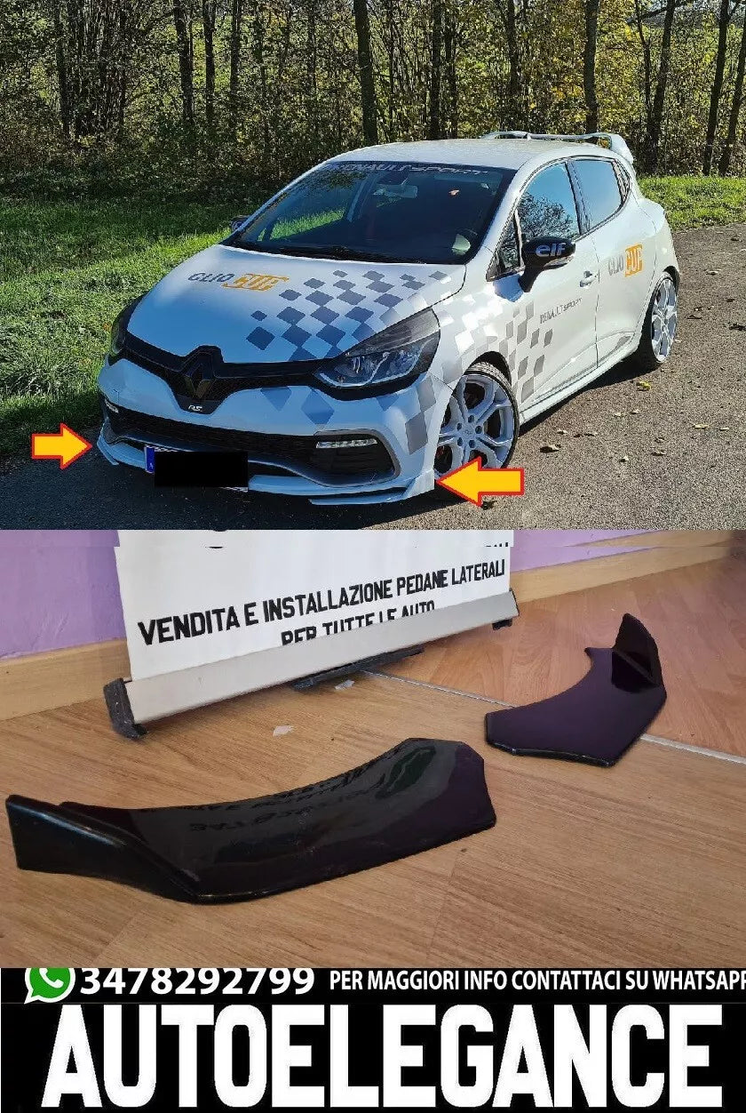 RENAULT CLIO 4 2012-2018 LAMA SOTTO PARAURTI ANTERIORE ABS SPLITTER RS NERO BL