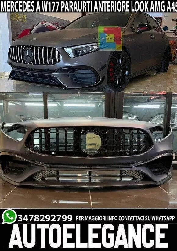 0221 MERCEDES CLASSE A W177 PARAURTI ANTERIORE COMPLETOE AMG A45S CALANDRA SATINATA ABS