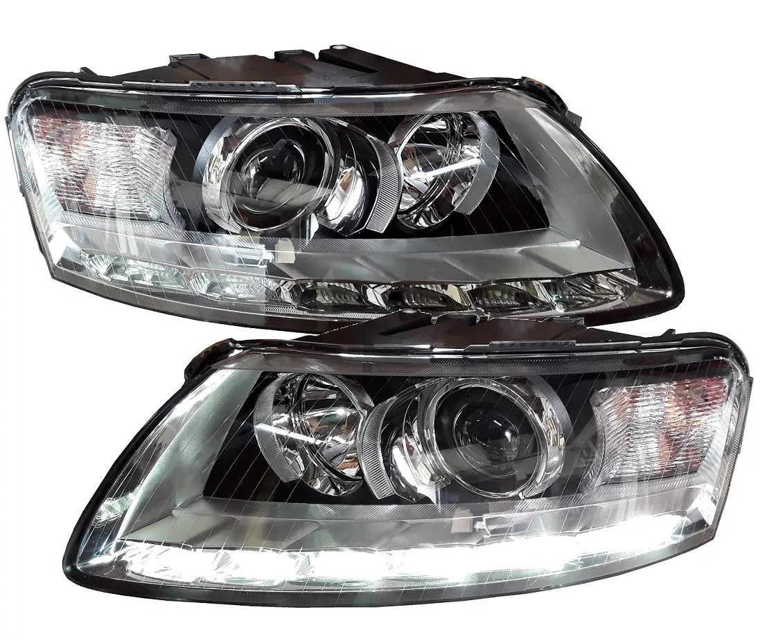 Depo Xenon Fari per Audi A6 4F 04-08 Cromo D2S Set Luci Diurne Led