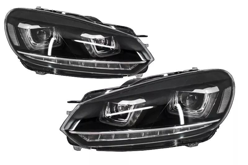 😍Fari per VW Golf 6 VI 08-13 3D DRL U-Golf 7 Look LED che scorre luce di marc😍