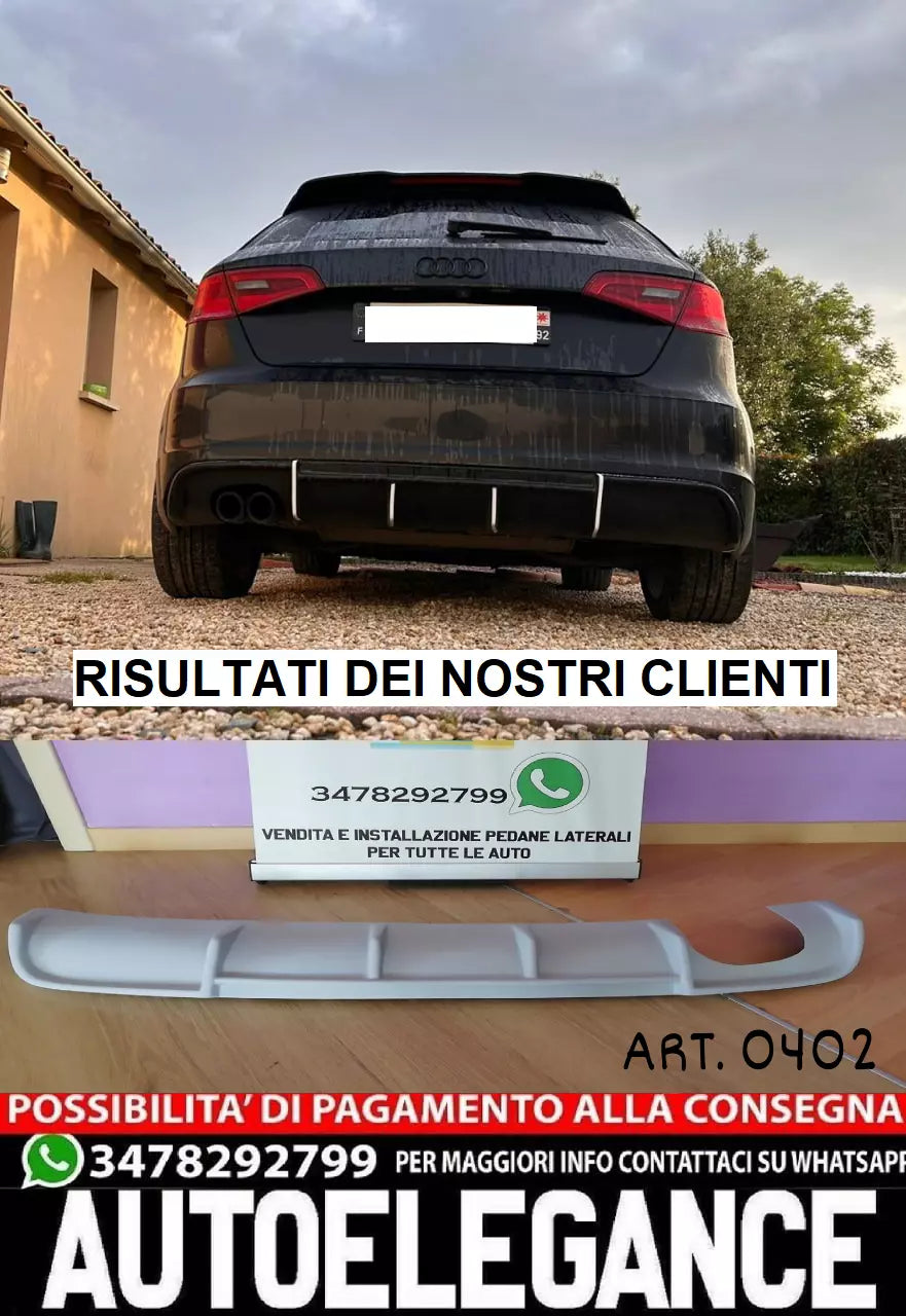DIFFUSORE ADATTO PER AUDI A3 8V 2012-2016 SLINE LOOK RS3 2SX GREZZI