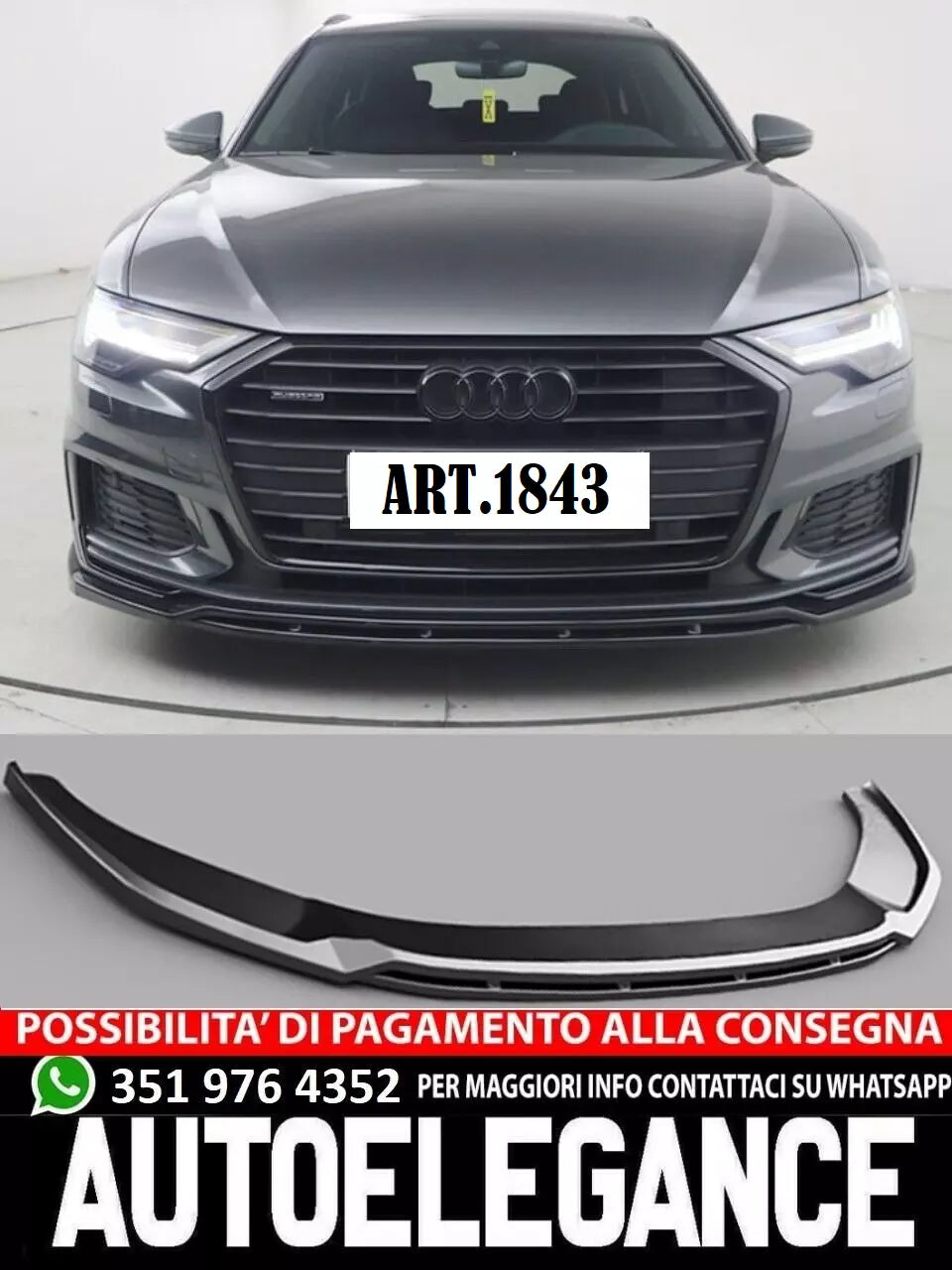 1843 Front Splitter rs6 adatto per Audi A6 S6 C8 2018+