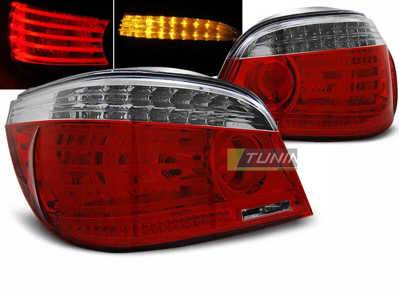 Coppia di Fari Posteriori per BMW Serie 5 E60 2003-2007 Rosso Bianco LED IT LDBM
