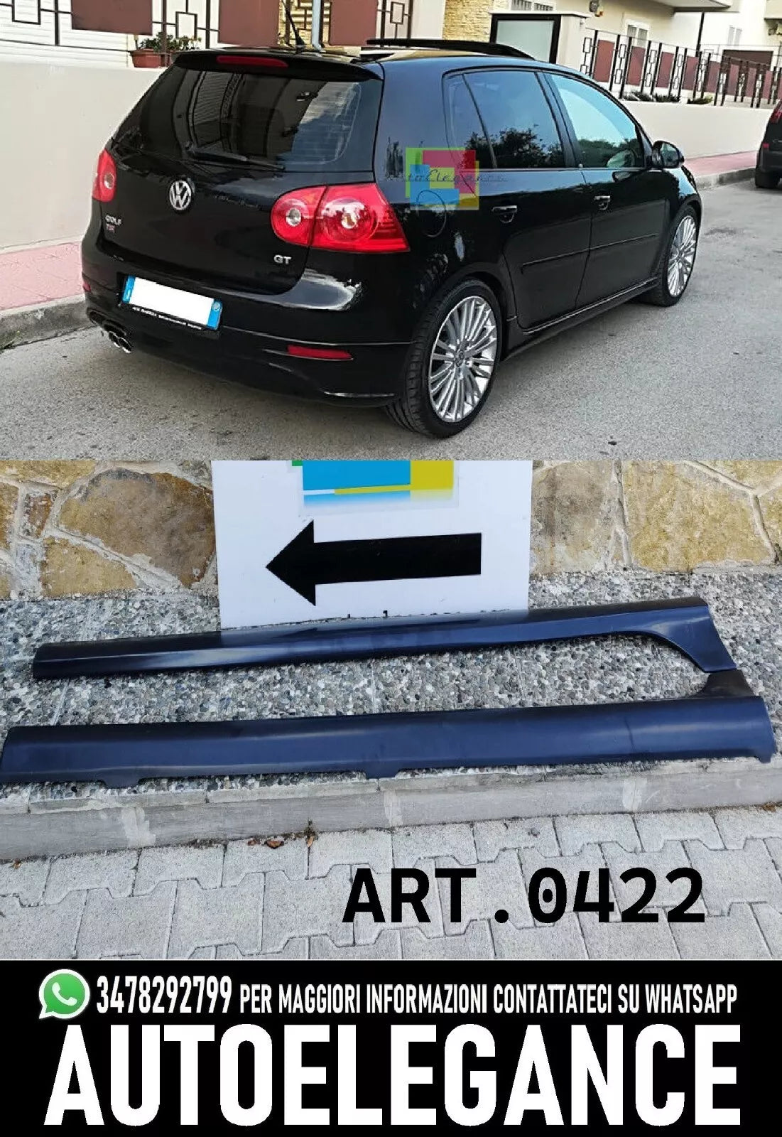 0422 MINIGONNE LATERALI PER VW GOLF 5 V 5 PORTE SOTTO PORTA GTI ABS / PLASTIC