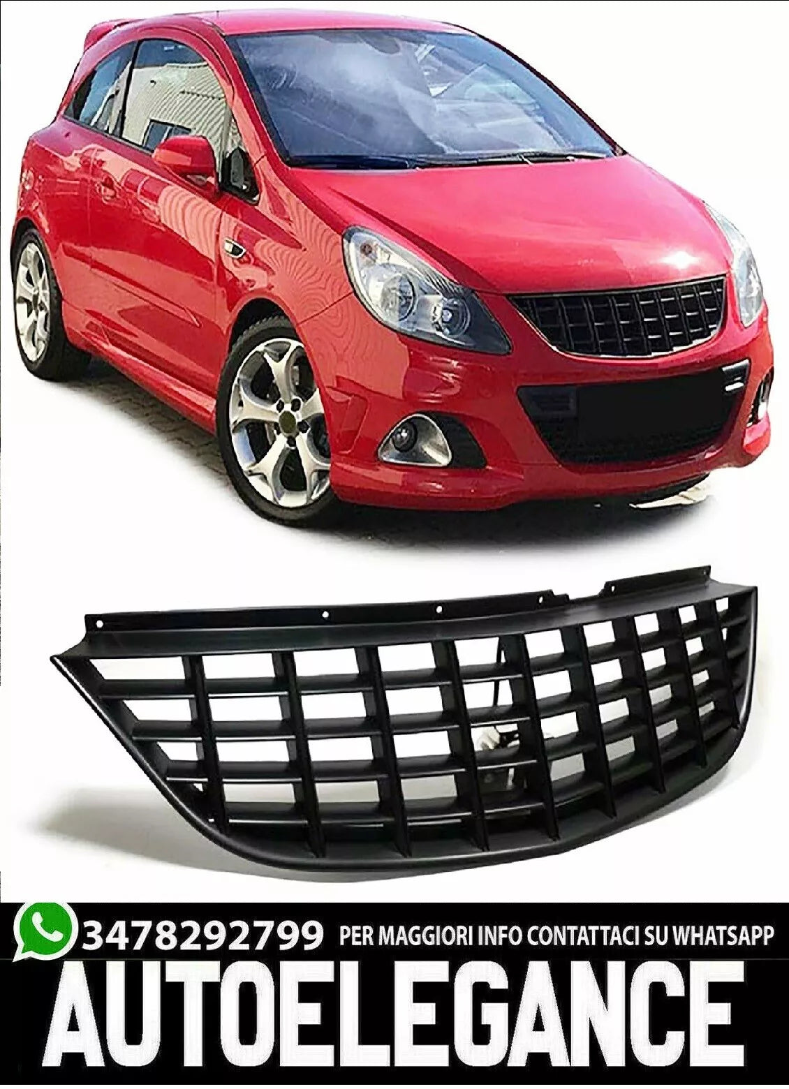 Griglia radiatore Sport senza emblema nero per Opel Corsa D 06-10