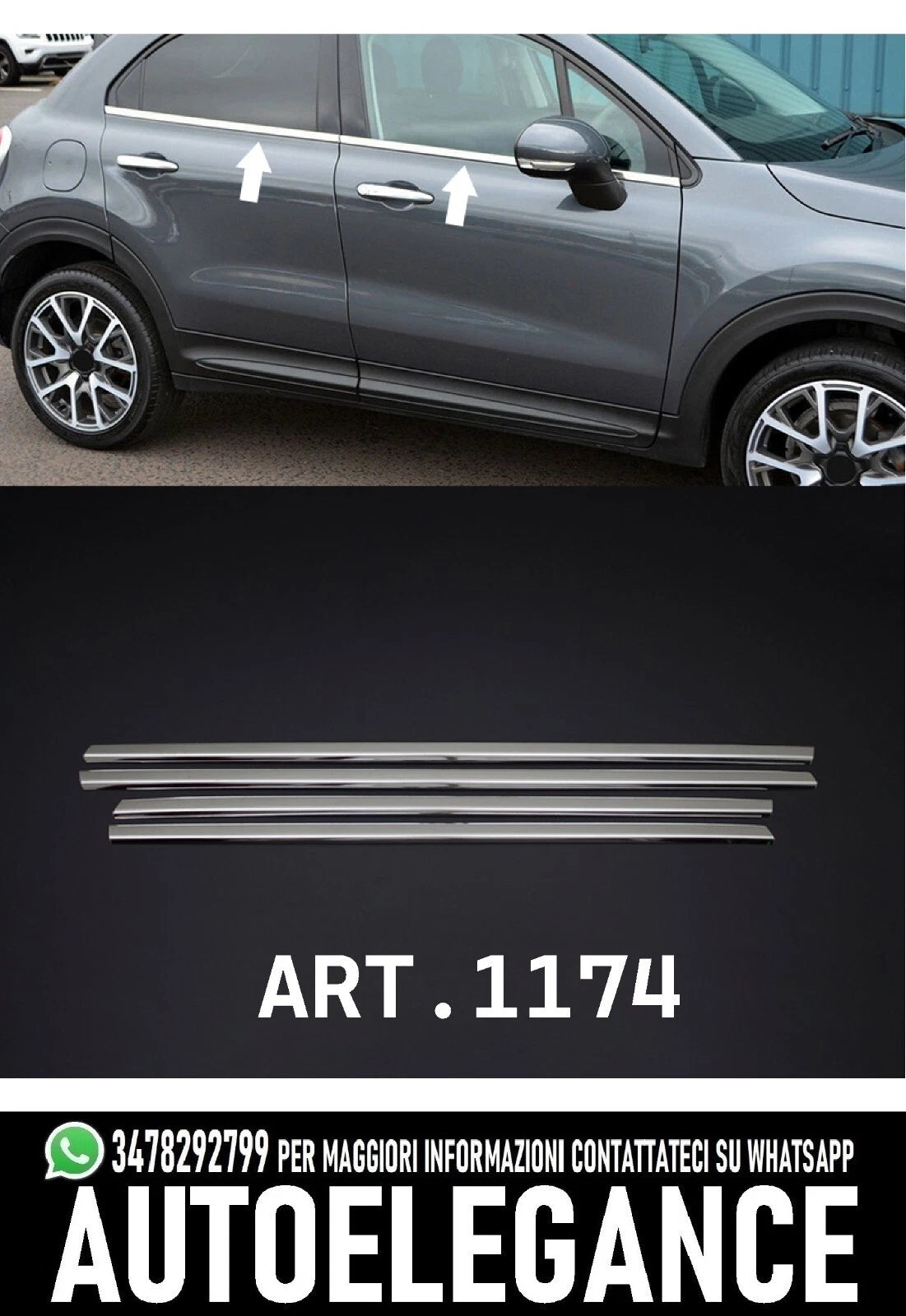 CROMATURE FINESTRINI ADATTE PER FIAT 500X 1174
