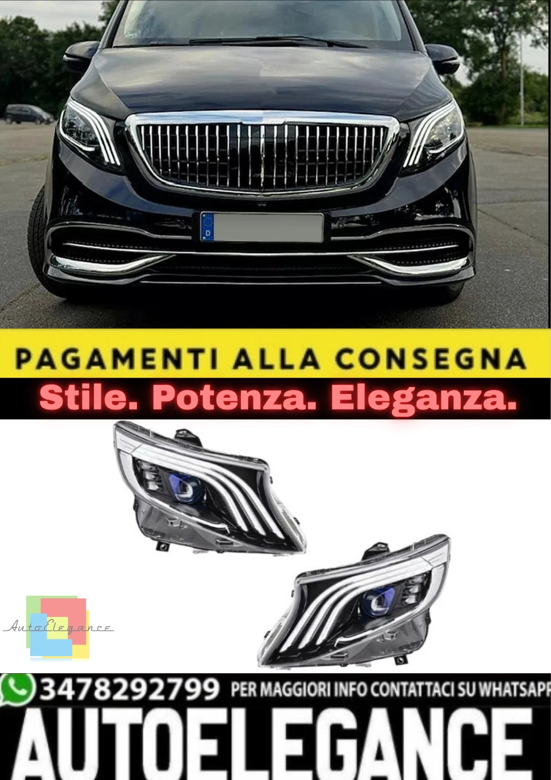 💫Fari Anteriori Full LED per Mercedes Classe V / Vito (W447) (2014–2020)💫