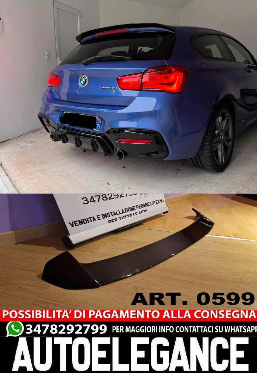 BMW SERIE 1 F20 F21 11-18 SPOILER POSTERIORE SUL TETTO M VERNICIAT NERO LUCIDO.