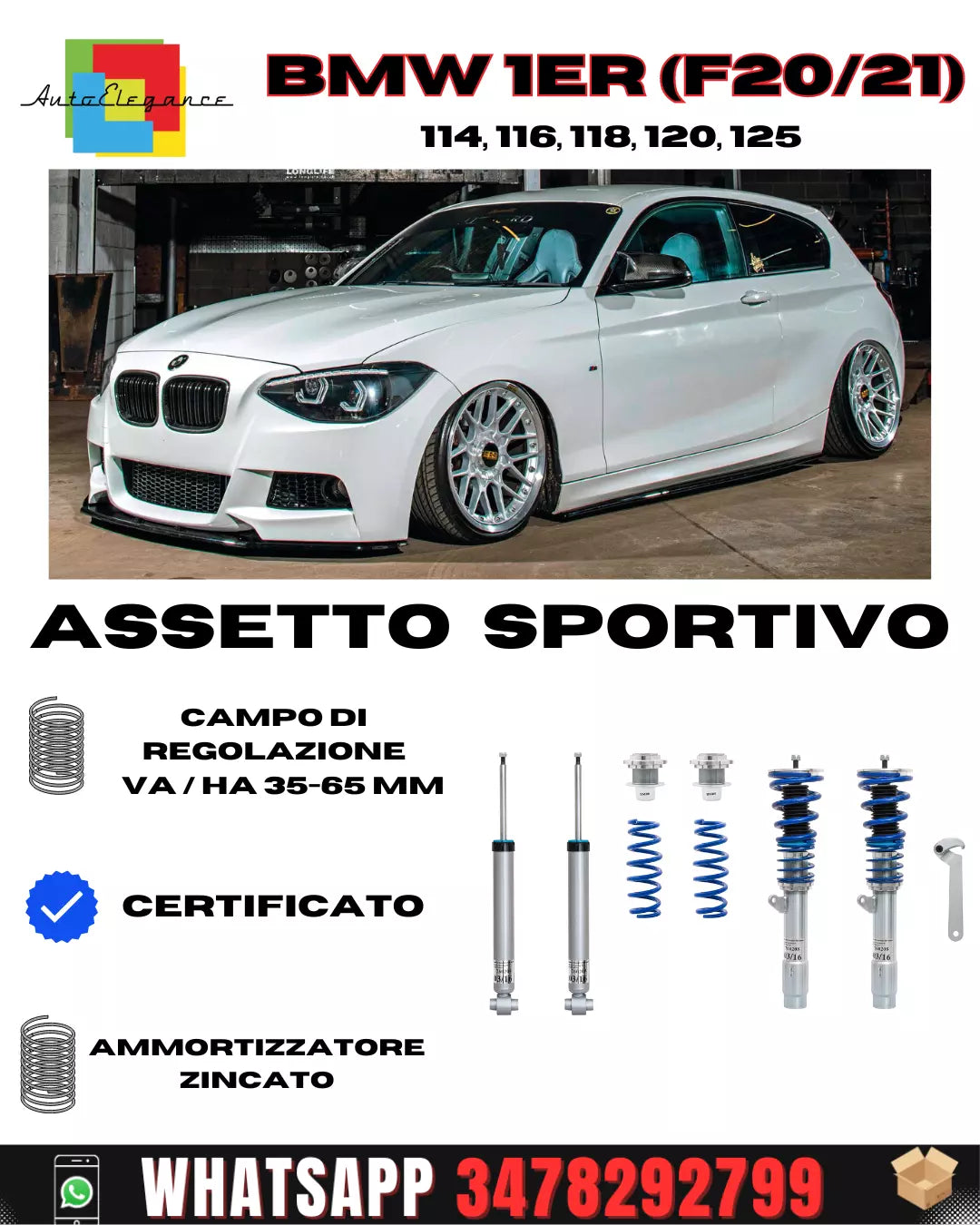✨ Sospensioni sportive personalizzate per BMW 1st (F20/21) 114, 116, 118, 120, 125 ✨❗