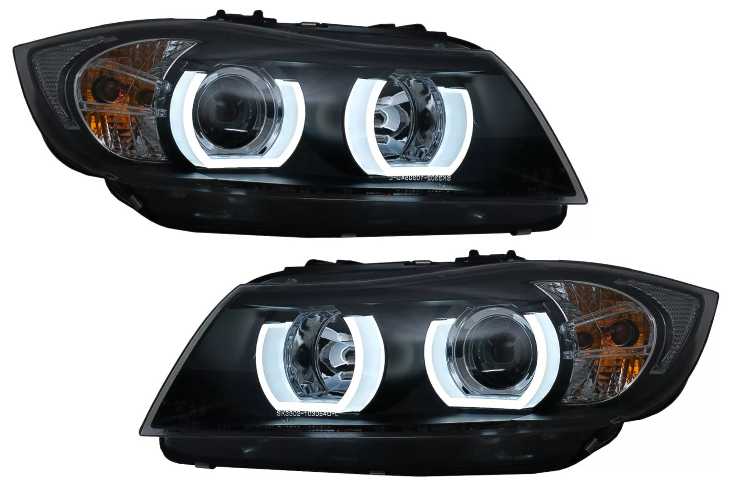 😍U-LED 3D Fari alogeni per BMW Serie 3 E90 E91 03.2005-08.2008 LHD Nero😍