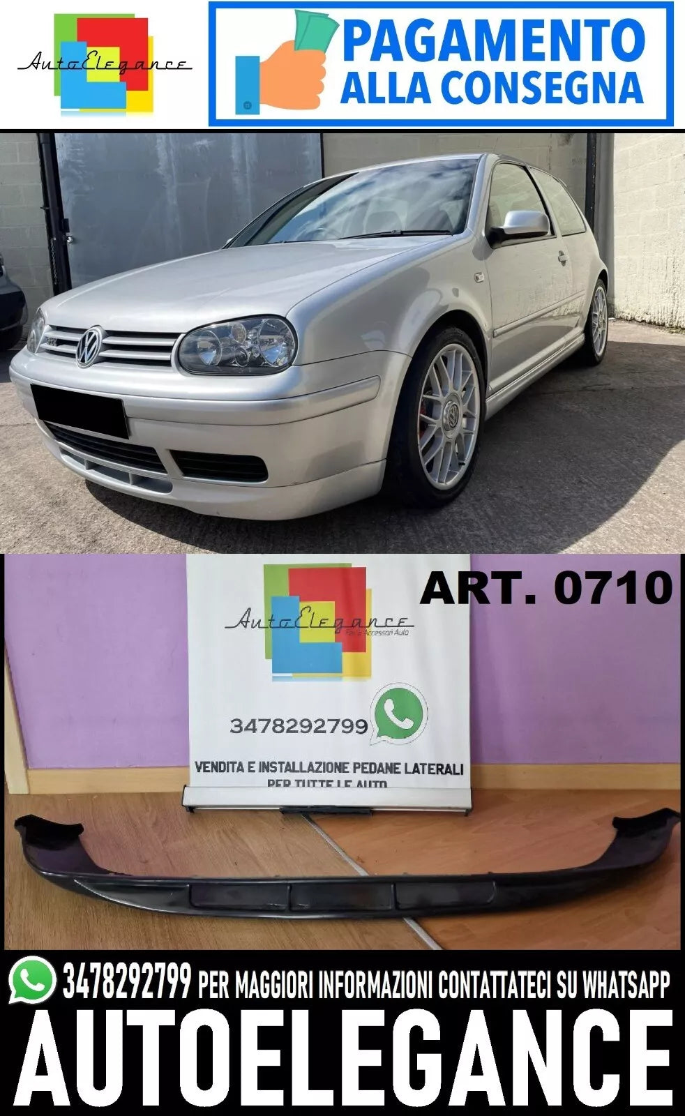 SOTTO PARAURTI ANTERIORE LOOK VOTEX 40TH ADATTO PER VW GOLF 4 - ABS GREZZO