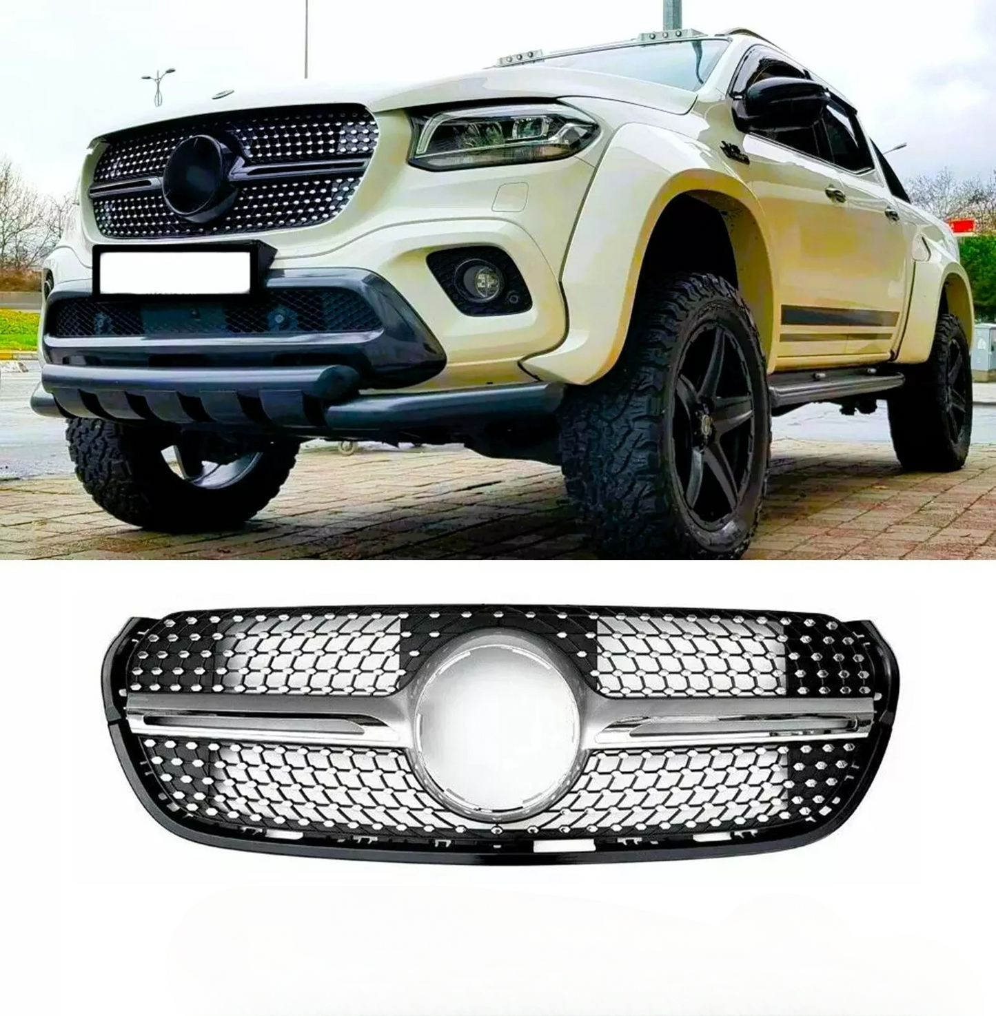 ✨Glossy Black Front Grille fit FOR Mercedes X Class BR470 W470 15-19✨ +LOGO