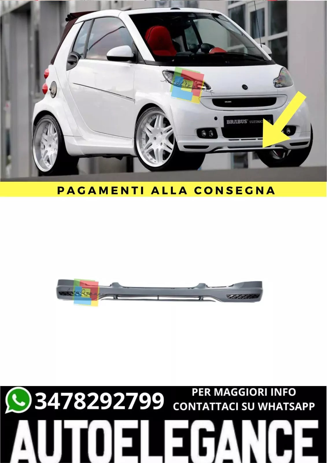 ❤️ Divisorio anteriore per Smart Fortwo (451) (2007-2014) Brabus❤️ Style