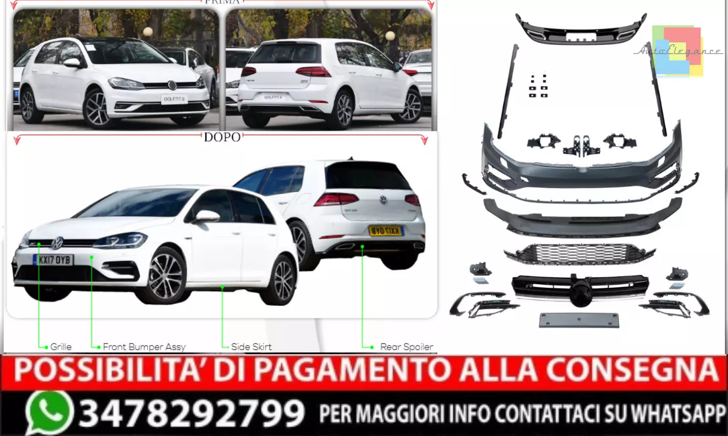 ✨KIT CARROZZERIA ADATTO PER VW GOLF 7.5 R LINE✨