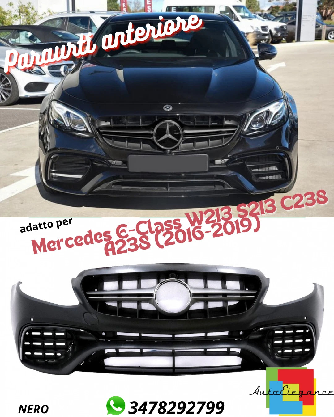 💎Pare-chocs avant adapté pour Mercedes Classe E W213 S213 C238 A238 16-19💎